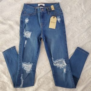 VIBRANT M.I.U MEDIUM DENIM JEANS SKINNY DISTRESSED SIZE 5/W26